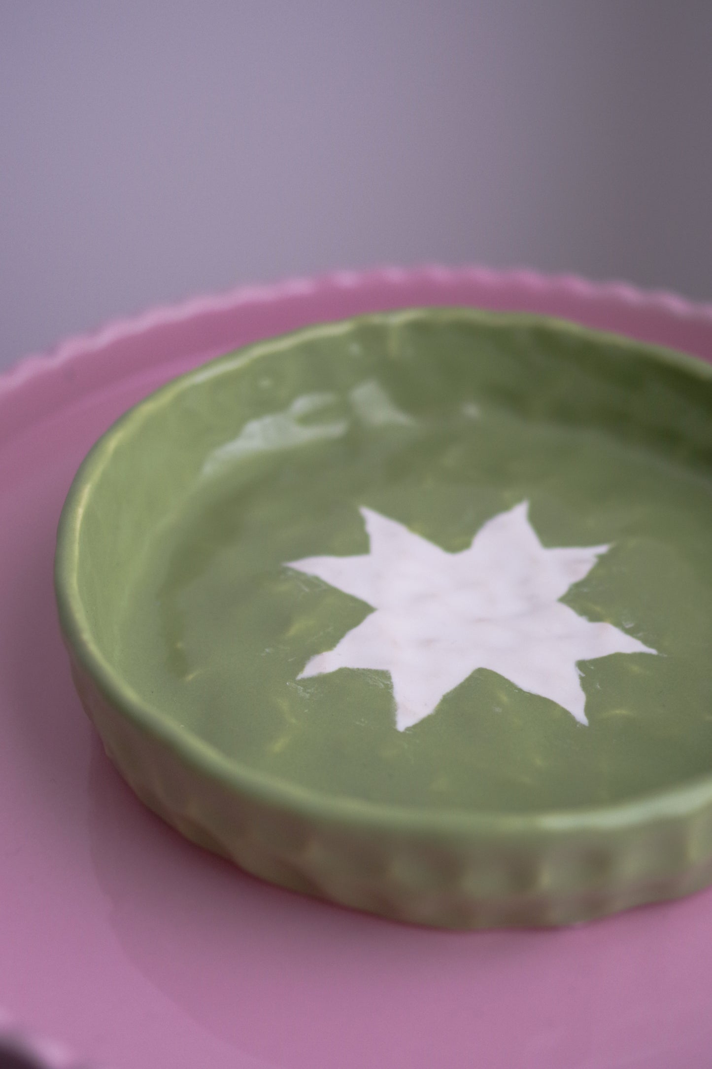 Sawtooth Star Green Pie Dish