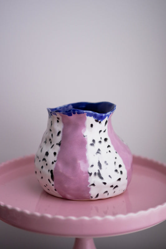 Purple and Polka Dot Striped Vase
