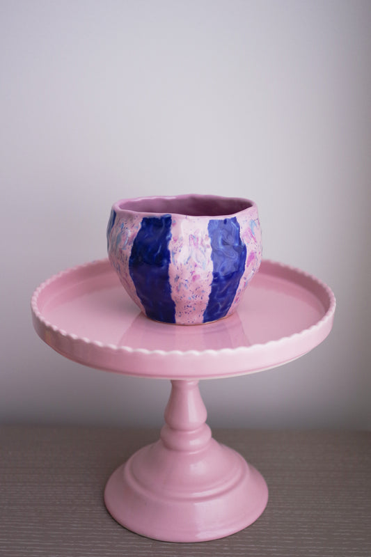 Purple Speckled and Blue Decorative Vase